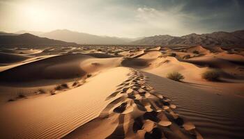 Sun over majestic African mountain range, tranquil scene generated by AI photo