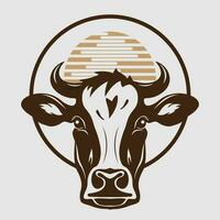 vaca cabeza mascota logo vector