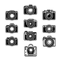 Set of camera icons vector. Slr camera, pocket camera vector illustration isolated on white background