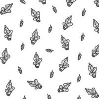 Seamless pattern of hand-drawn plant leaves. Leaf doodle sketch vector. Foliage decoration element for the background vector