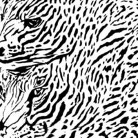 Leopard skin motif in the form of camouflage lines with 2 leopard faces in it vector