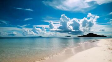 Landscape image of summer beach side sunny day for background. template web site design. photo