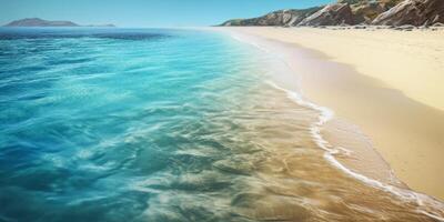 Stunning beautiful sea landscape beach with turquoise water. Beautiful Sand beach with turquoise water. Travel concept. photo