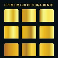 Set of gold metallic gradients and swatch gold gradients free vector. vector