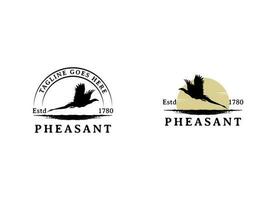 Beauty Flying Pheasant Bird. Pheasant logo design template. Pheasant hunt logo vector