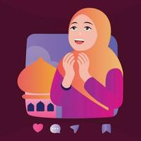 illustration vector graphic of praying in holy month of ramadan