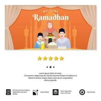 Vector desain banner Premium selamat datang ramadan.