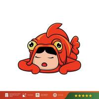 vector illustration of man mascot design in funny fish costume