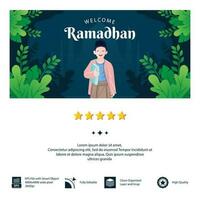 Vector desain banner Premium selamat datang ramadan.