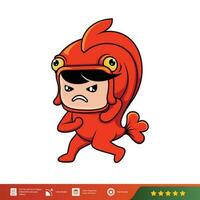 vector illustration of man mascot design in funny fish costume