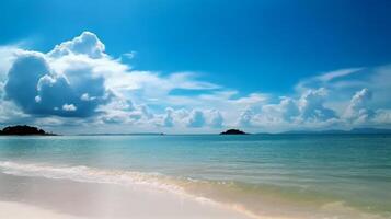 Landscape image of summer beach side sunny day for background. template web site design. photo