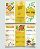 comida menú folleto diseño vector