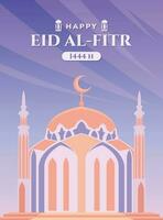 Ramadán carteles eid al-fitr. Ramadán venta. eid al-fitr tema con el concepto de un mezquita cúpula. vector ilustración