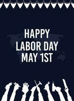 May 1st World Labor Day Design Vector Illustration with Farm laborer silhouette Background.
