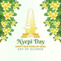 el día del silencio de bali y la ilustración vectorial del año nuevo hindú apta para la pancarta y la plantilla del cartel, el día nyepi de indonesain bali vector