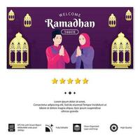 Vector desain banner Premium selamat datang ramadan.