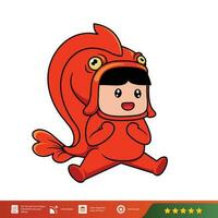 vector illustration of man mascot design in funny fish costume