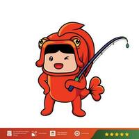 vector illustration of man mascot design in funny fish costume