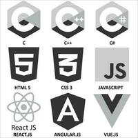 Programming Languages Icons Set - Black and White vector