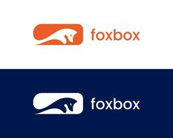 Fox box logo design Rectangle Shape logo design vector