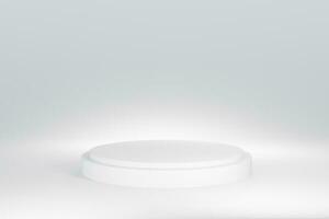 White round podium on a white background. 3d rendering, 3d illustration. photo