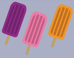 Ice cream, frozen ice cream on stick with multi flavors, summer dessert, suitable for summer advertisement and ice cream shop sign and logo and banner, minimal style, ice cream vector illustration