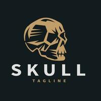 Human skull shape illustration human head simple logo vintage style in dark background. vector