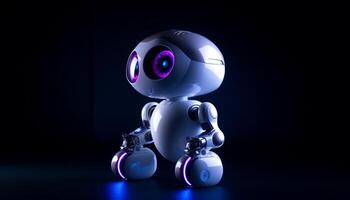 Blue cyborg toy dances with futuristic joy generated by AI photo