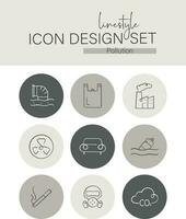 Linestyle Icon Design Set Pollution vector