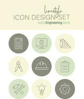 Linestyle Icon Design Set Engineering vector