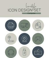 Linestyle Icon Design Set Computer vector