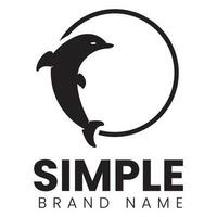 Logo design template, with a dolphin icon in a black circle vector