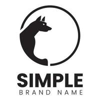 logo diseño plantilla, con un perro cabeza icono en un negro circulo vector