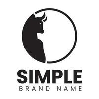 Logo design template, with a bull head icon in a black circle vector