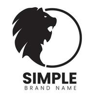 Logo design template, with a lion head icon in a black circle simple vector