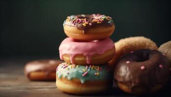 rosquilla pila, un dulce indulgencia generado por ai foto