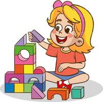 cute little kids playing with toys together cartoon vector