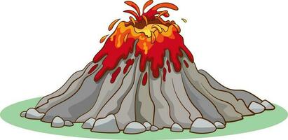 Volcano eruption with hot lava illustration vector