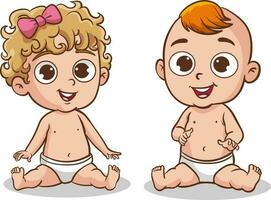 cute baby girls and boys vector illustration
