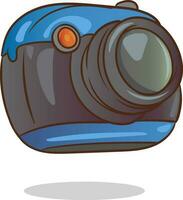 A blue camera with a red light is on a white background. vector