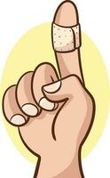 Bandaged finger up, like approval gesture vector