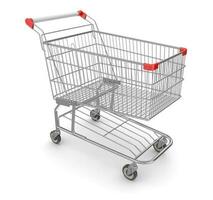 Metal Shopping Cart - Isolated on White photo