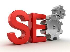 seo concepto con cromo engranaje foto