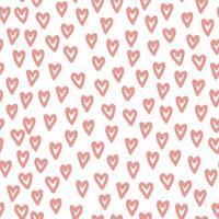 Abstract seamless pattern with hearts. Simple background with pink scribbles. Vector hand-drawn illustration. Perfect for decorations, wallpaper, wrapping paper, fabric.