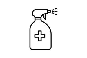 sprayer bottle icon. spray drops. icon related to disinfectant, antiseptic. Line icon style design. Simple vector design editable