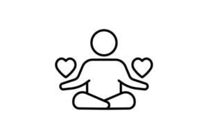 Meditation icon. meditating with heart pose human. icon related to healthy living, yoga, meditation, relaxation. Line icon style design. Simple vector design editable