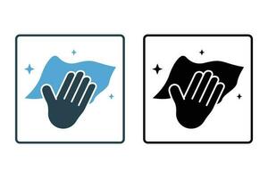 Hygiene cleaning. hand with wet cleaning. Solid icon style design. Simple vector design editable