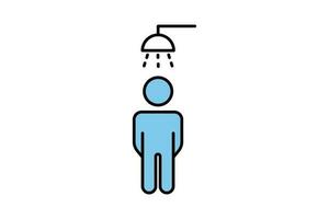 Shower icon. men showering. icon related to bathroom, hygiene. Two tone icon style design. Simple vector design editable