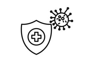 virus protection icon. icon related to immune, flu germ, antiseptic, hygiene shield . Line icon style design. Simple vector design editable