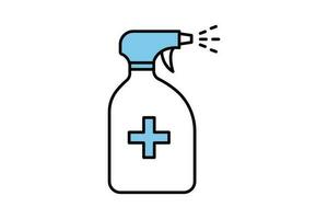 sprayer bottle icon. spray drops. icon related to disinfectant, antiseptic. Two tone icon style design. Simple vector design editable